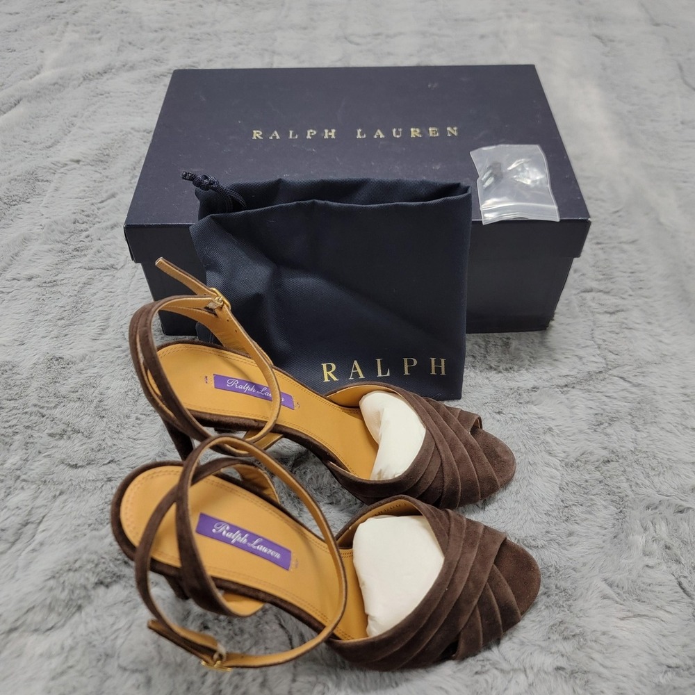 Ralph Lauren Purple Label Heels Womens EU 40 Brown Bacall 2 Kid Suede Stiletto